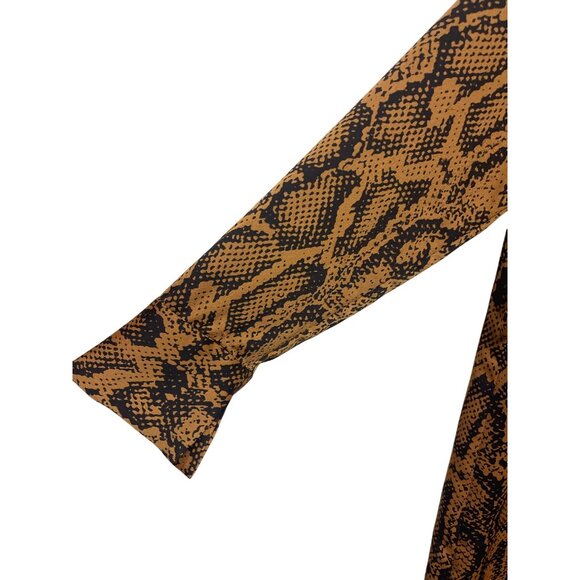 Zara Women's Snakeskin Print Long Sleeve Button Collared Midi Dress Size Large - Picture 2 of 11